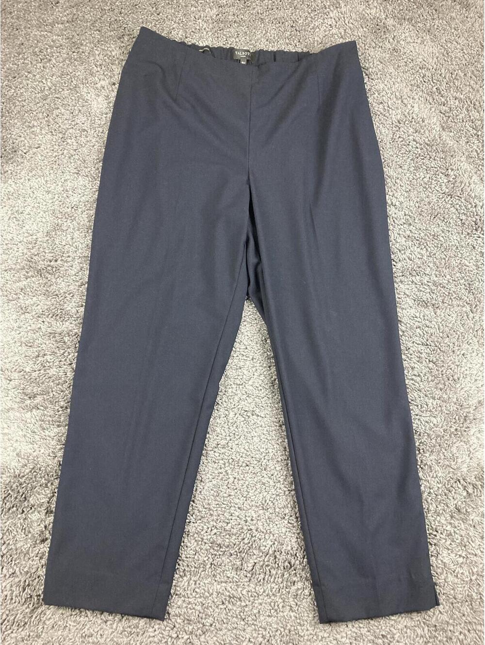 Talbots Woman Hollywood Fit Pants Navy Blue Straight Leg Pull On Stretch Sz 16W